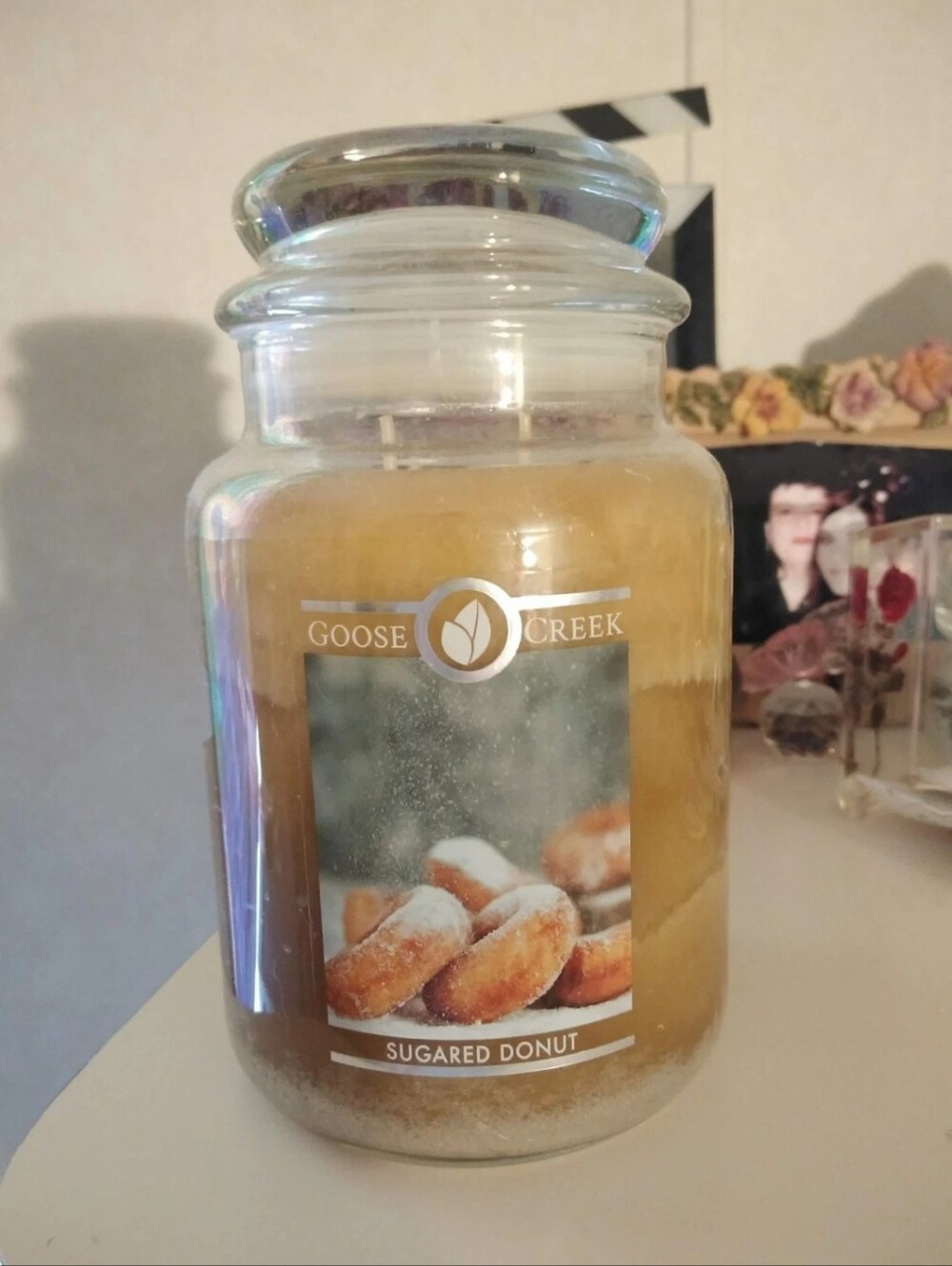 Very Rare! New Goose Creek Sugared Donut Large Jar Scented Jumbo Candle 2 Wick